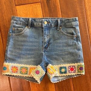 Denim Crochet Trim girls Shorts